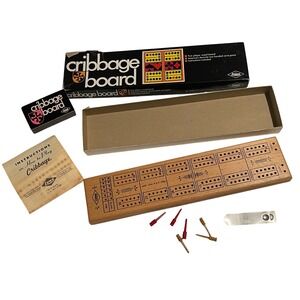 VTG Lowe Cribbage Board Game 1503 Wood '68 2 Plyr w/Pegs Box Instructions 00790